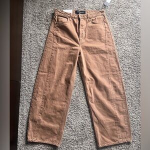 Corduroy Straight-Leg Pants in Camel Brown